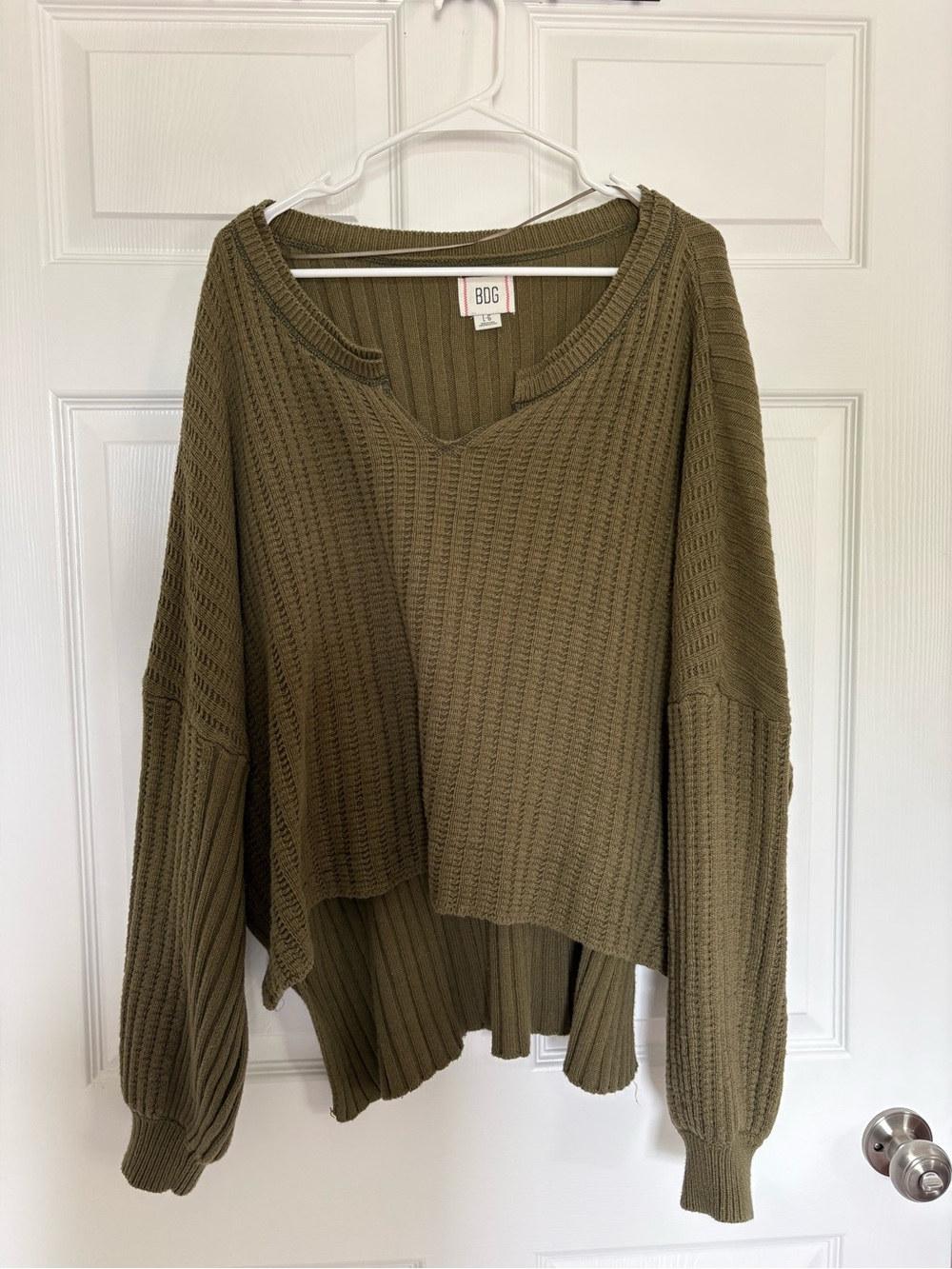 BDG Olive Ribbed Knit Sweater